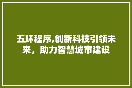 五环程序,创新科技引领未来，助力智慧城市建设 五环程序,创新科技引领未来，助力智慧城市建设 百度SEO