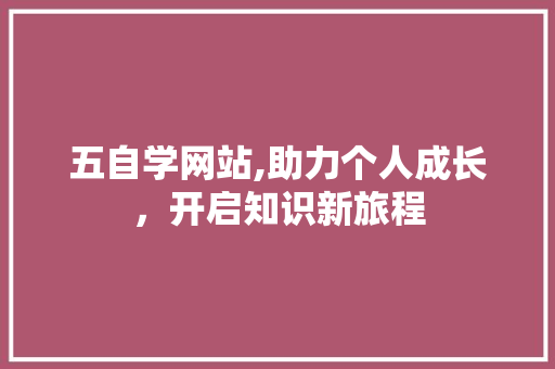 五自学网站,助力个人成长，开启知识新旅程 五自学网站,助力个人成长，开启知识新旅程 网站建设公司
