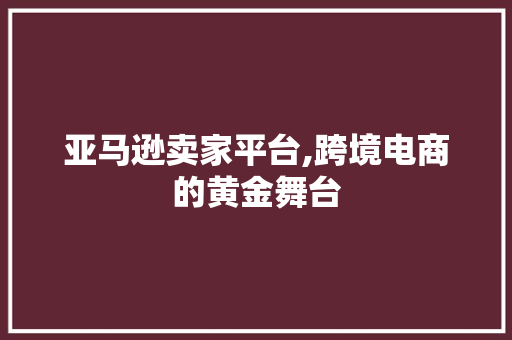 亚马逊卖家平台,跨境电商的黄金舞台 亚马逊卖家平台,跨境电商的黄金舞台 网站建设公司
