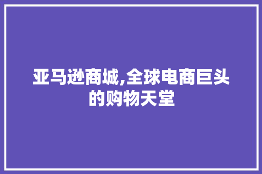 亚马逊商城,全球电商巨头的购物天堂 亚马逊商城,全球电商巨头的购物天堂 必应SEO