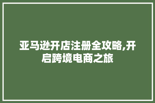 亚马逊开店注册全攻略,开启跨境电商之旅 亚马逊开店注册全攻略,开启跨境电商之旅 网站建设公司