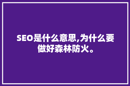 SEO是什么意思,为什么要做好森林防火。 SEO是什么意思,为什么要做好森林防火。 网站建设公司