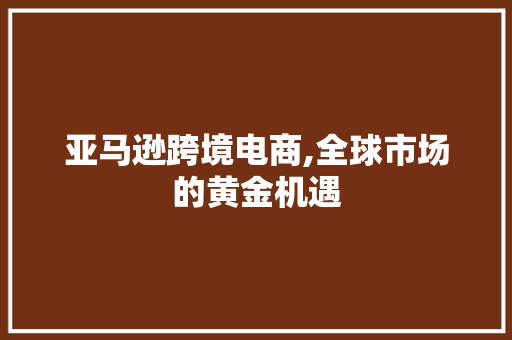 亚马逊跨境电商,全球市场的黄金机遇 亚马逊跨境电商,全球市场的黄金机遇 搜狗SEO