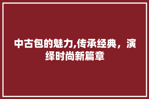 中古包的魅力,传承经典，演绎时尚新篇章 中古包的魅力,传承经典，演绎时尚新篇章 神马SEO