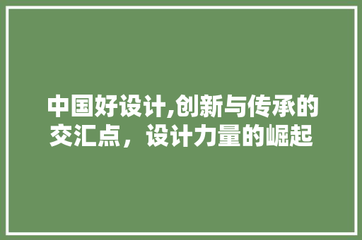 中国好设计,创新与传承的交汇点，设计力量的崛起 中国好设计,创新与传承的交汇点，设计力量的崛起 百度SEO
