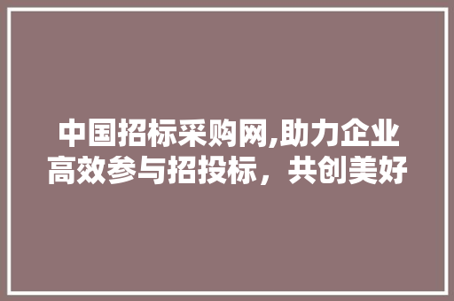 中国招标采购网,助力企业高效参与招投标，共创美好未来 中国招标采购网,助力企业高效参与招投标，共创美好未来 神马SEO