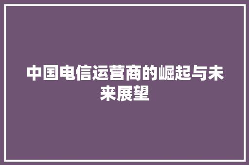 中国电信运营商的崛起与未来展望 中国电信运营商的崛起与未来展望 神马SEO