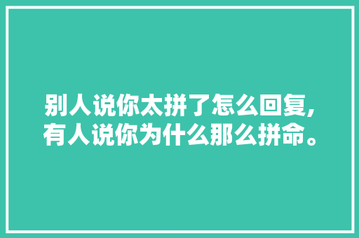 别人说你太拼了怎么回复,有人说你为什么那么拼命。 别人说你太拼了怎么回复,有人说你为什么那么拼命。 百度SEO