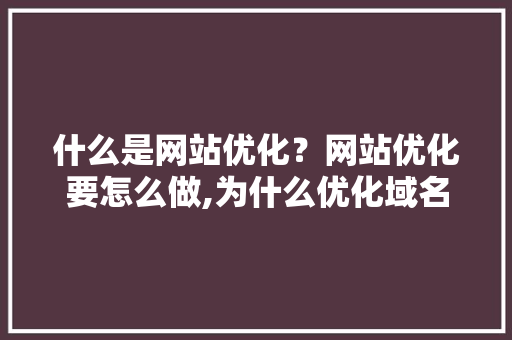 什么是网站优化？网站优化要怎么做,为什么优化域名和空间不一样。 什么是网站优化？网站优化要怎么做,为什么优化域名和空间不一样。 百度SEO