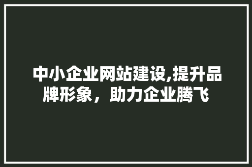 中小企业网站建设,提升品牌形象，助力企业腾飞 中小企业网站建设,提升品牌形象，助力企业腾飞 搜狗SEO
