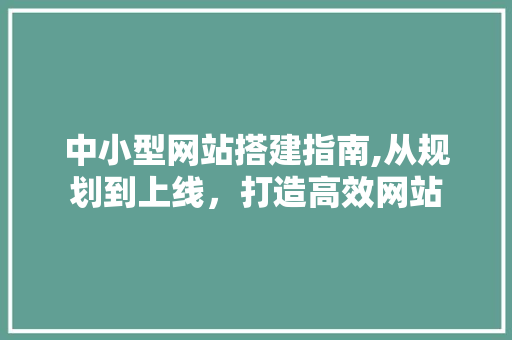 中小型网站搭建指南,从规划到上线，打造高效网站 中小型网站搭建指南,从规划到上线，打造高效网站 必应SEO