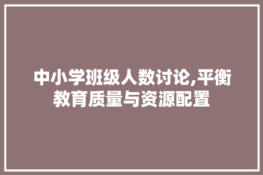 中小学班级人数讨论,平衡教育质量与资源配置 中小学班级人数讨论,平衡教育质量与资源配置 百度SEO