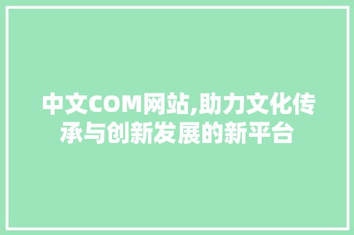 中文COM网站,助力文化传承与创新发展的新平台 中文COM网站,助力文化传承与创新发展的新平台 神马SEO