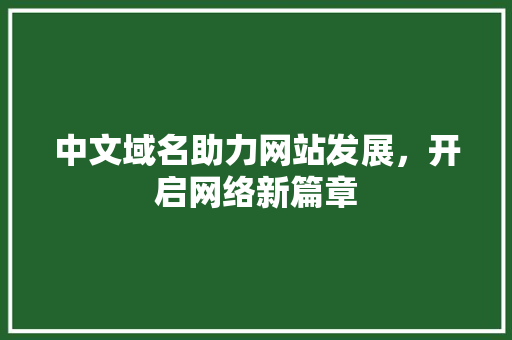 中文域名助力网站发展，开启网络新篇章 中文域名助力网站发展，开启网络新篇章 搜狗SEO