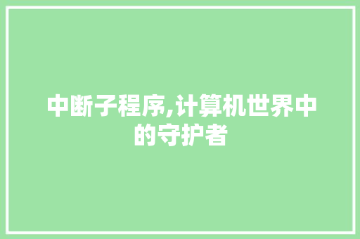中断子程序,计算机世界中的守护者 中断子程序,计算机世界中的守护者 必应SEO