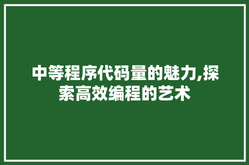 中等程序代码量的魅力,探索高效编程的艺术 中等程序代码量的魅力,探索高效编程的艺术 搜狗SEO
