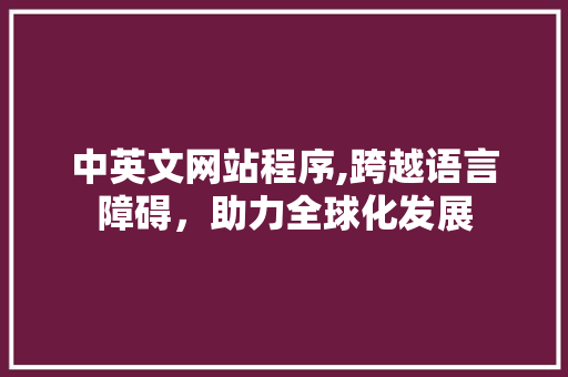 中英文网站程序,跨越语言障碍，助力全球化发展 中英文网站程序,跨越语言障碍，助力全球化发展 必应SEO