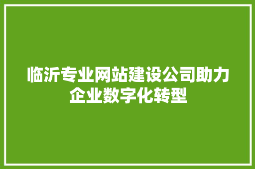 临沂专业网站建设公司助力企业数字化转型 临沂专业网站建设公司助力企业数字化转型 百度SEO