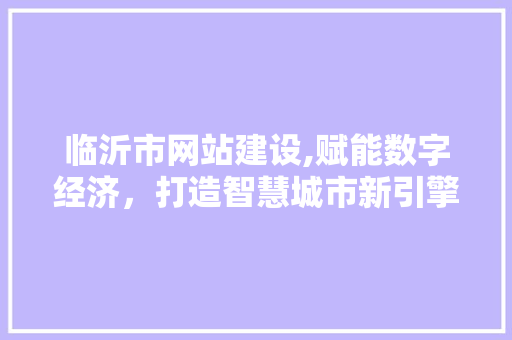 临沂市网站建设,赋能数字经济，打造智慧城市新引擎