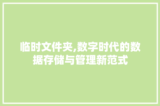 临时文件夹,数字时代的数据存储与管理新范式 临时文件夹,数字时代的数据存储与管理新范式 网站建设公司
