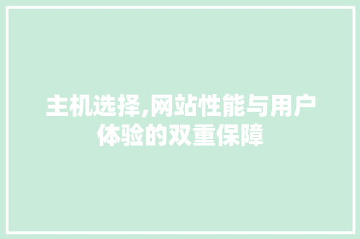 主机选择,网站性能与用户体验的双重保障 主机选择,网站性能与用户体验的双重保障 SEO关键词