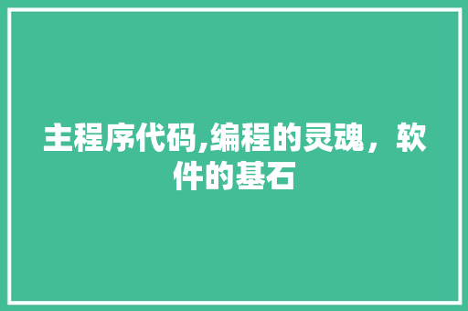 主程序代码,编程的灵魂，软件的基石 主程序代码,编程的灵魂，软件的基石 SEO关键词