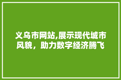 义乌市网站,展示现代城市风貌，助力数字经济腾飞 义乌市网站,展示现代城市风貌，助力数字经济腾飞 搜狗SEO