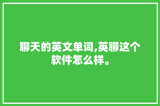 聊天的英文单词,英聊这个软件怎么样。