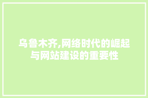 乌鲁木齐,网络时代的崛起与网站建设的重要性 乌鲁木齐,网络时代的崛起与网站建设的重要性 神马SEO