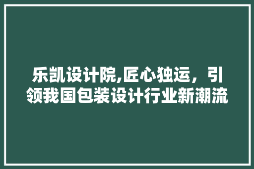 乐凯设计院,匠心独运，引领我国包装设计行业新潮流 乐凯设计院,匠心独运，引领我国包装设计行业新潮流 神马SEO