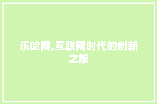 乐哈网,互联网时代的创新之旅 乐哈网,互联网时代的创新之旅 网站建设公司