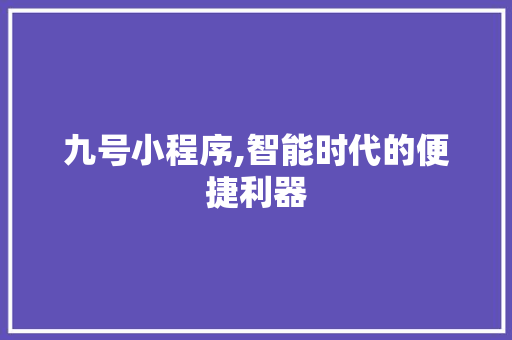 九号小程序,智能时代的便捷利器 九号小程序,智能时代的便捷利器 必应SEO