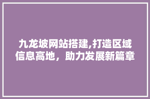 九龙坡网站搭建,打造区域信息高地，助力发展新篇章 九龙坡网站搭建,打造区域信息高地，助力发展新篇章 网站建设公司