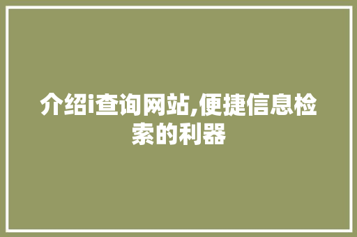 介绍i查询网站,便捷信息检索的利器
