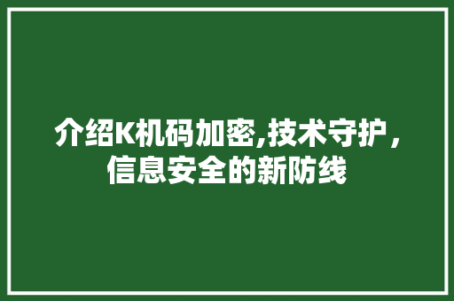 介绍K机码加密,技术守护，信息安全的新防线 介绍K机码加密,技术守护，信息安全的新防线 百度SEO