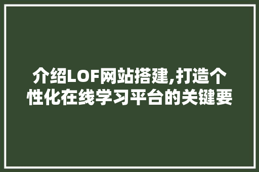 介绍LOF网站搭建,打造个性化在线学习平台的关键要素 SEO关键词