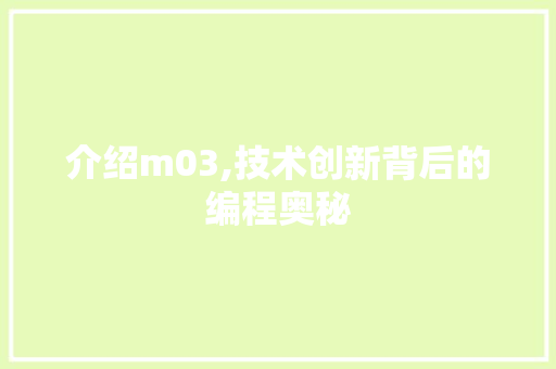 介绍m03,技术创新背后的编程奥秘 介绍m03,技术创新背后的编程奥秘 网站建设公司