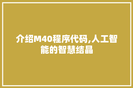 介绍M40程序代码,人工智能的智慧结晶 介绍M40程序代码,人工智能的智慧结晶 搜狗SEO