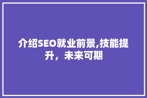 介绍SEO就业前景,技能提升，未来可期