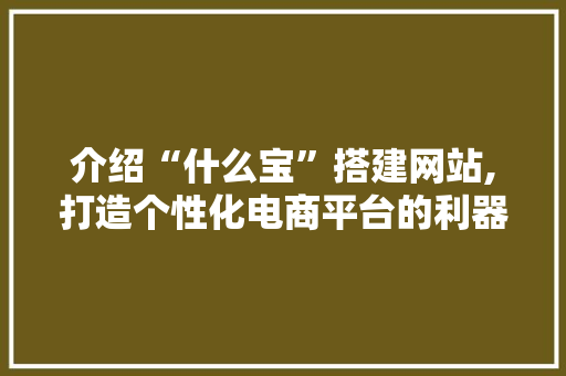 介绍“什么宝”搭建网站,打造个性化电商平台的利器 介绍“什么宝”搭建网站,打造个性化电商平台的利器 SEO关键词