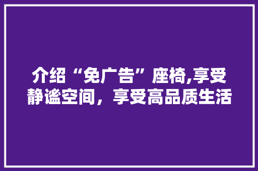 介绍“免广告”座椅,享受静谧空间，享受高品质生活