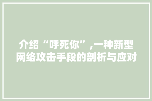 介绍“呼死你”,一种新型网络攻击手段的剖析与应对