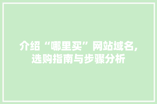 介绍“哪里买”网站域名,选购指南与步骤分析 介绍“哪里买”网站域名,选购指南与步骤分析 SEO关键词