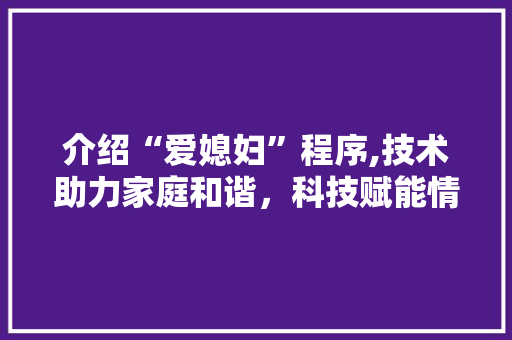 介绍“爱媳妇”程序,技术助力家庭和谐，科技赋能情感生活 介绍“爱媳妇”程序,技术助力家庭和谐，科技赋能情感生活 百度SEO