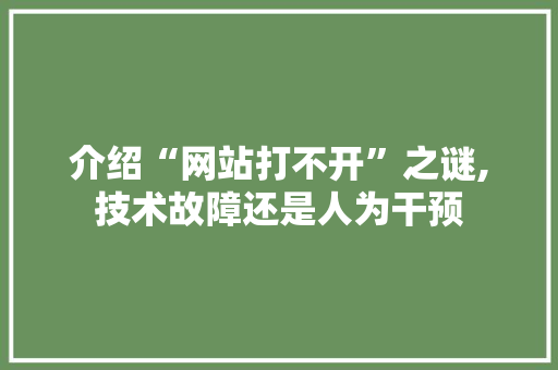 介绍“网站打不开”之谜,技术故障还是人为干预 介绍“网站打不开”之谜,技术故障还是人为干预 搜狗SEO