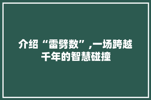 介绍“雷劈数”,一场跨越千年的智慧碰撞 介绍“雷劈数”,一场跨越千年的智慧碰撞 神马SEO