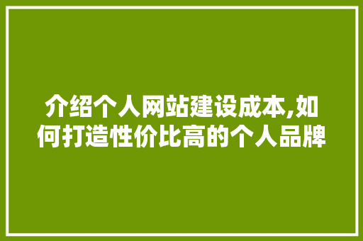 介绍个人网站建设成本,如何打造性价比高的个人品牌阵地 介绍个人网站建设成本,如何打造性价比高的个人品牌阵地 搜狗SEO