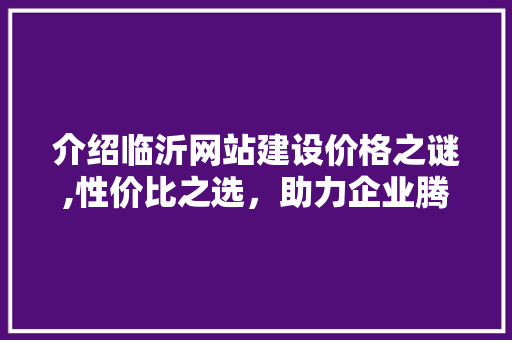 介绍临沂网站建设价格之谜,性价比之选，助力企业腾飞