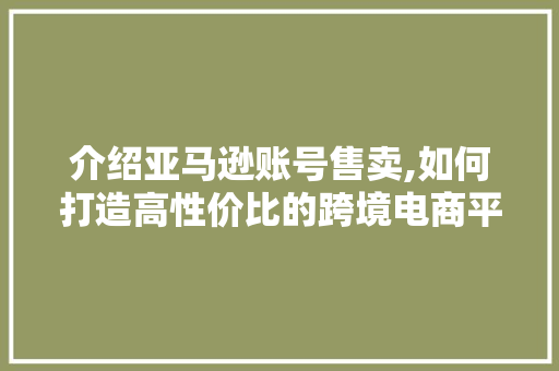 介绍亚马逊账号售卖,如何打造高性价比的跨境电商平台 介绍亚马逊账号售卖,如何打造高性价比的跨境电商平台 网站建设公司
