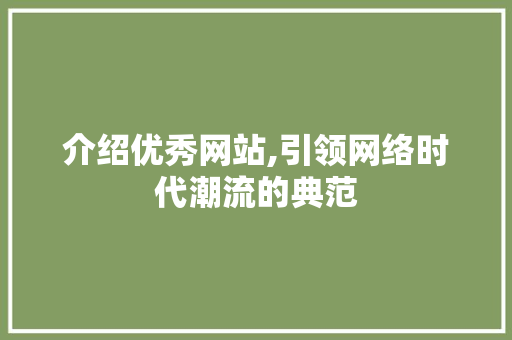 介绍优秀网站,引领网络时代潮流的典范 介绍优秀网站,引领网络时代潮流的典范 SEO关键词